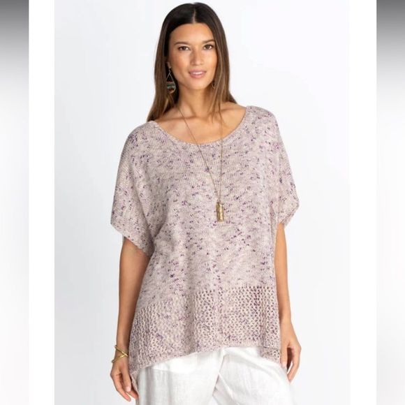 Johnny Was poncho with tassels blueberry color one size